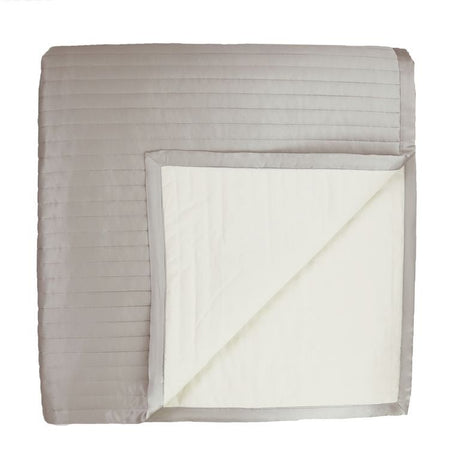 Fig Linens - Silver Charmeuse Channel Quilted Coverlet by Ann Gish