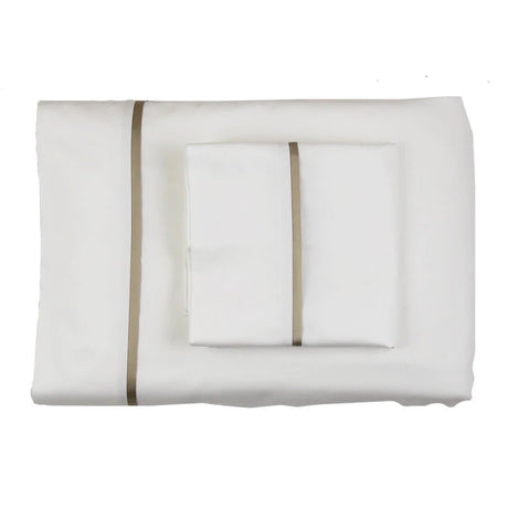 White and Mystery Cotton Sheet Sets with Charmeuse Trim by Ann Gish | Fig Linens