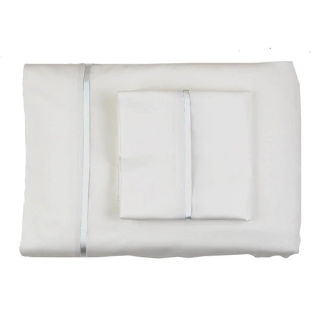 White Cotton Sheet Sets with Charmeuse Trim by Ann Gish | Fig Linens