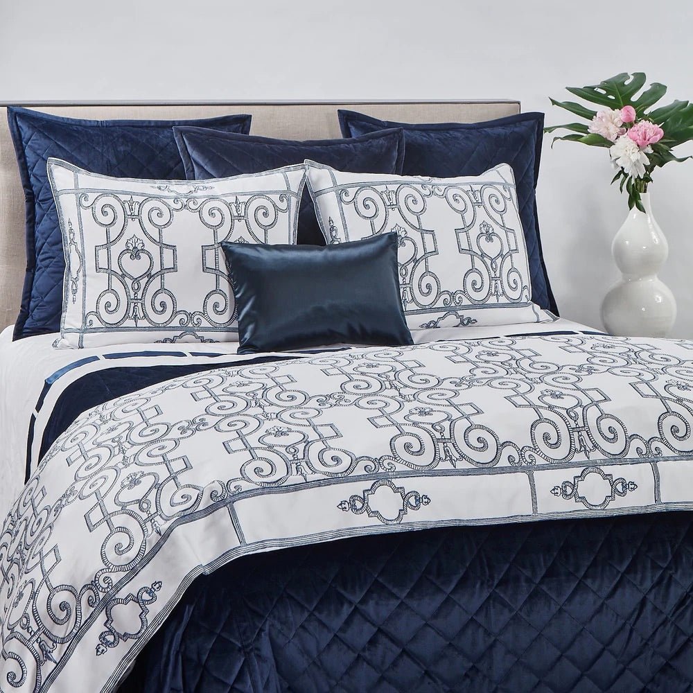 Lifestyle - Navy Velvet Coverlet Set by Ann Gish | Fig Linens