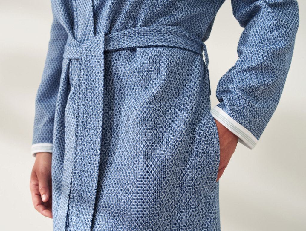 Fig Linens - Coyuchi Organic Bathrobe - Mediterranean Robe in Lake 