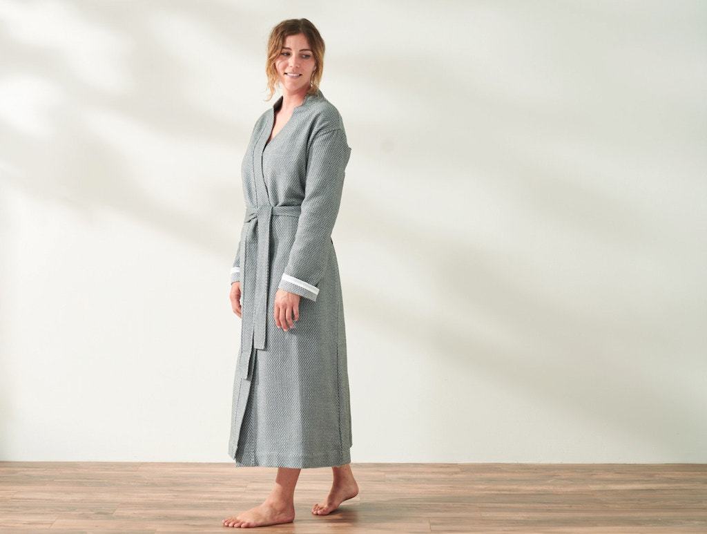 Mediterranean Shadow Unisex Organic Robe by Coyuchi | Fig Linens