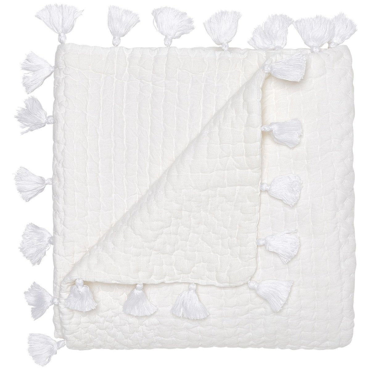 Sahati White Cotton Throw by John Robhsaw - Fig Linens