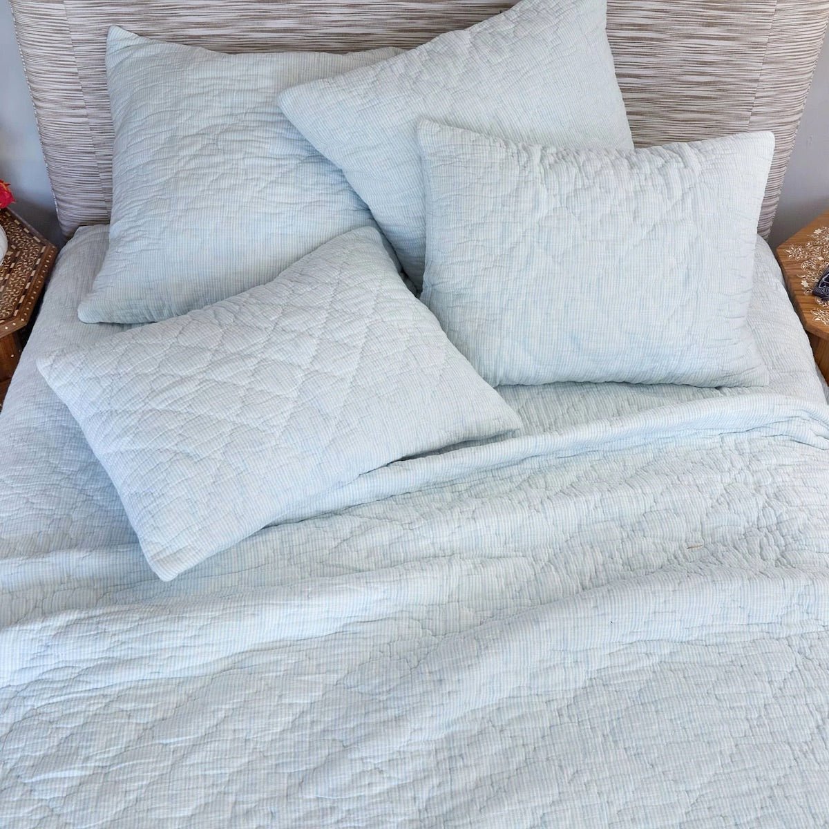 Nandi Sagana Light Indigo Quilt and Shams by John Robshaw | Fig Linens and Home