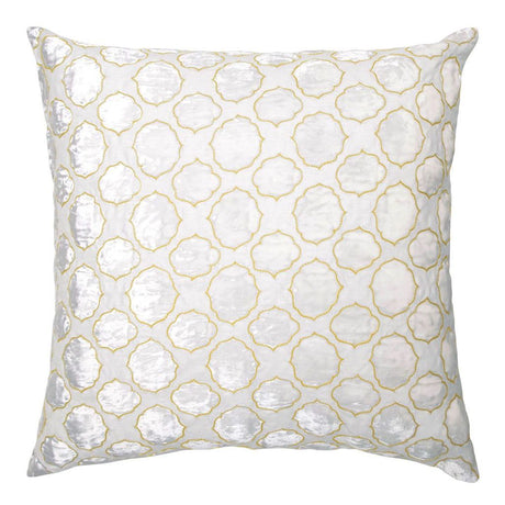 Fig Linens - Yellow Tile Velvet Appliqué Pillow by Kevin O'Brien Studio 