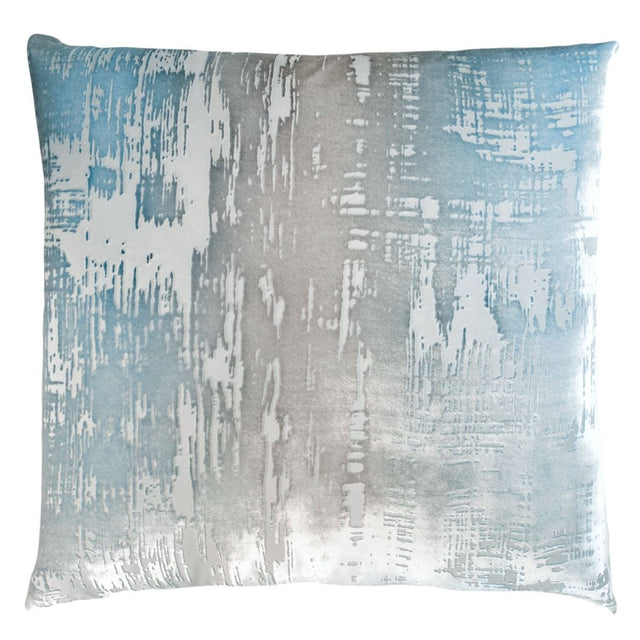 Fig Linens - Robin's Egg Brushstroke Velvet Pillow by Kevin O'Brien Studio