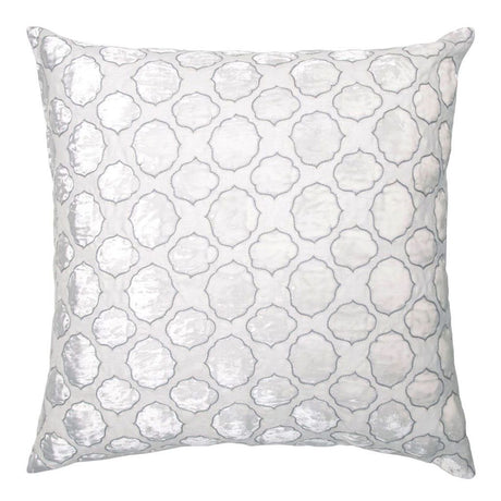 Fig Linens - Tile White & Grey Velvet Appliqué Pillow by Kevin O'Brien Studio