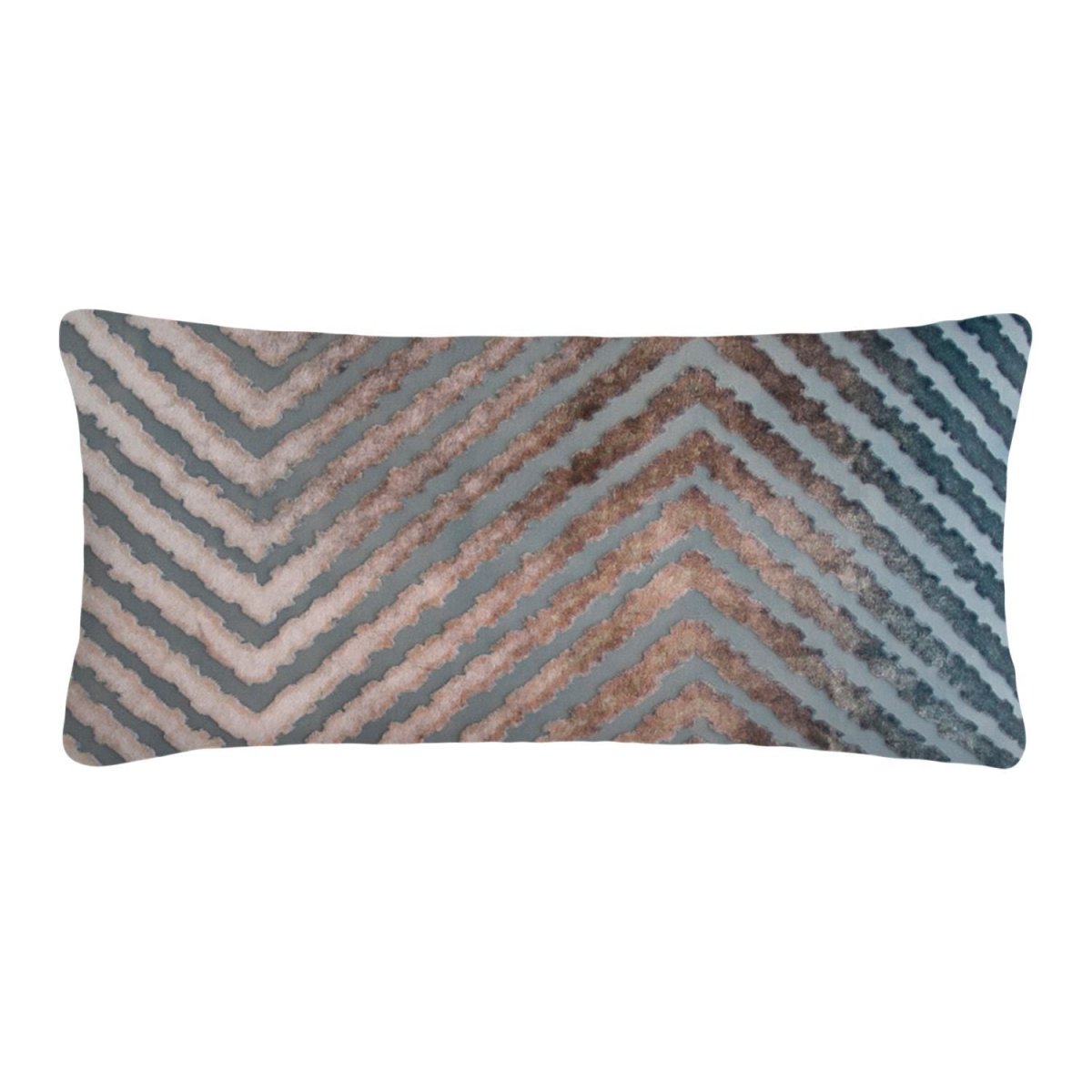 Fig Linens - Gunmetal Chevron Velvet Boudoir Pillows by Kevin O'Brien Studio