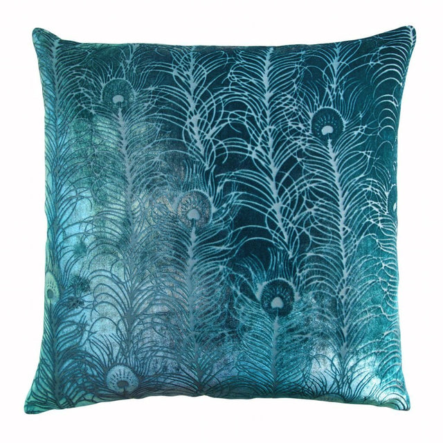 Fig Linens - Pacific Peacock Feather Decorative Pillow by Kevin O'Brien Studio 