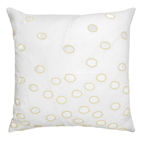 Fig Linens - Yellow Ovals Velvet Appliqué Pillow by Kevin O'Brien Studio