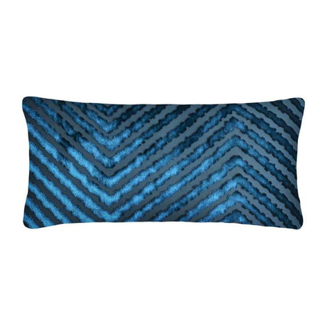 Fig Linens - Cobalt Black Chevron Boudoir Pillow by Kevin O'Brien Studio