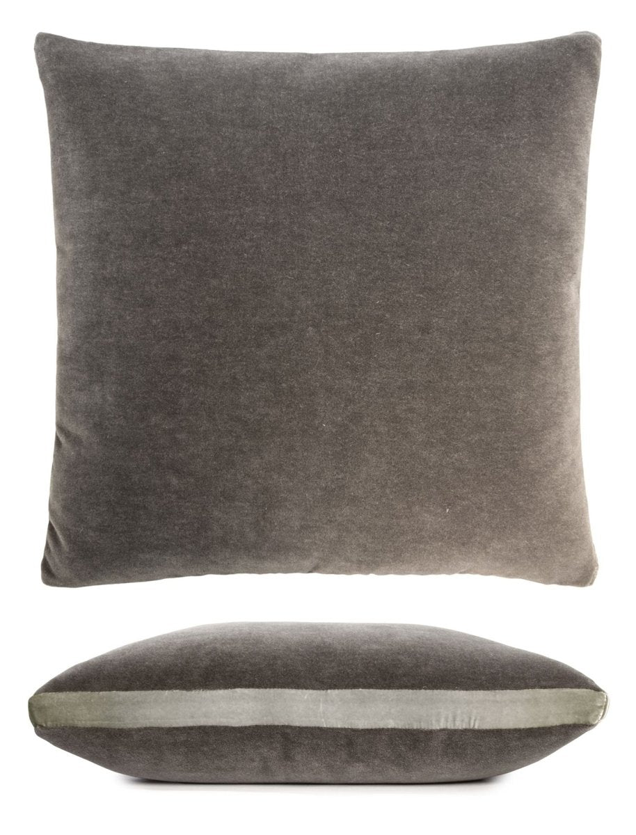 Fig Linens - Gray & Nickel Mohair Tuxedo Square Pillows by Kevin O'Brien Studio