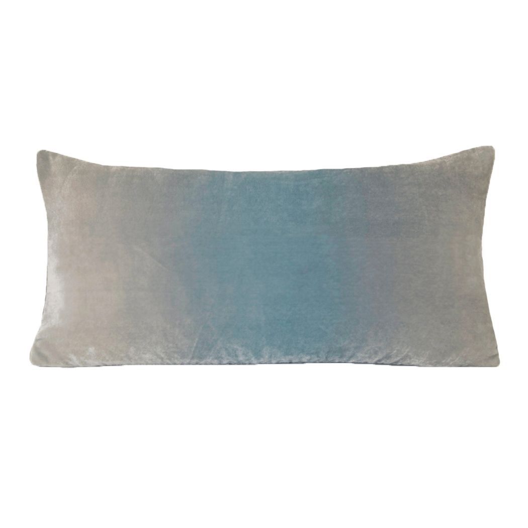 Fig Linens - Robin’s Egg Ombre Velvet Boudoir Pillows by Kevin O’Brien Studio