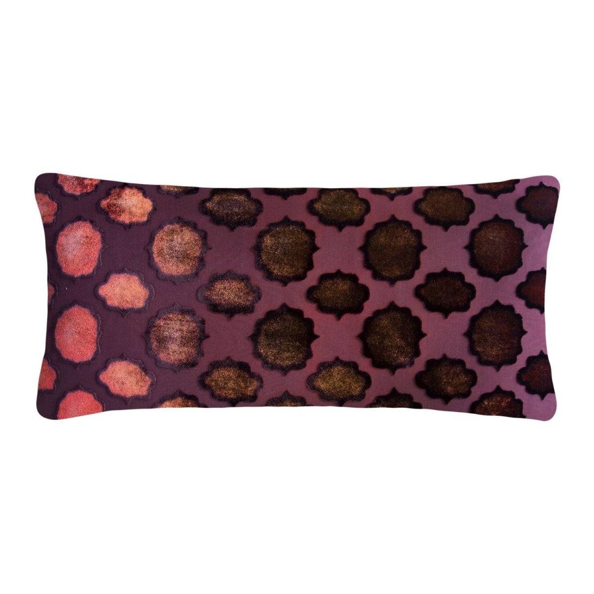 Fig Linens - Mod Fretwork Wildberry Velvet Boudoir Pillows by Kevin O’Brien Studio