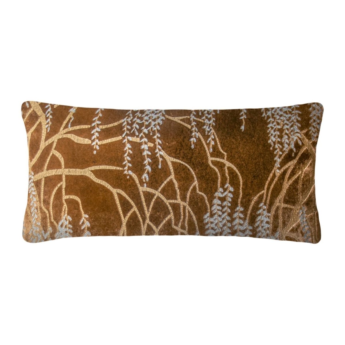 Fig Linens - Copper Ivy Willow Metallic Boudoir Pillow by Kevin O'Brien Studio