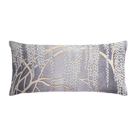 Fig Linens - Kevin O'Brien Studio - Metallic Willow Silver Gray Velvet Boudoir Pillows