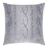 Fig Linens - Silver Grey Cable Knit Velvet Decorative Pillow by Kevin O'Brien Studio 