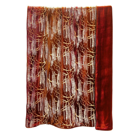 Fig Linens - Paprika Metallic Willow Oversized Velvet Throw by Kevin O'Brien Studio