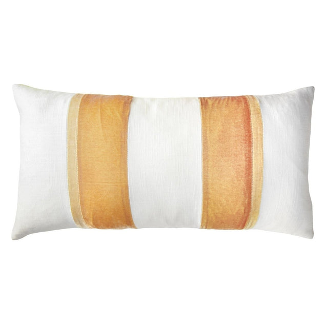 Fig Linens - Gold Beige Stripe Oblong Decorative Pillow by Kevin O'Brien Studio