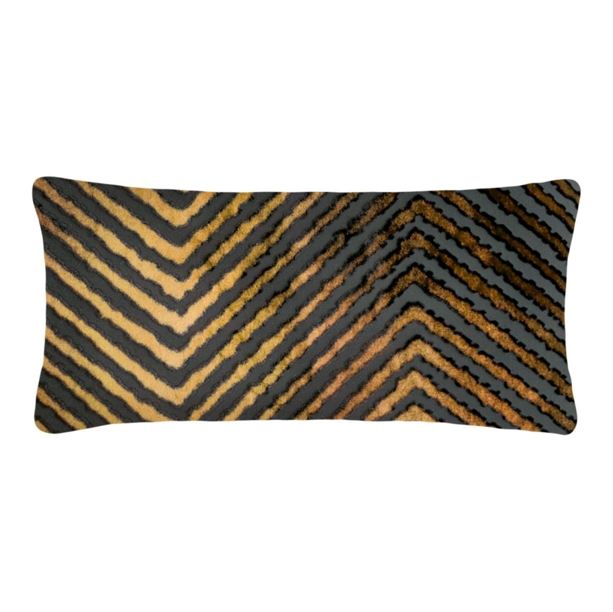 Fig Linens - Copper Ivy Chevron Velvet Boudoir Pillow by Kevin O'Brien Studio 