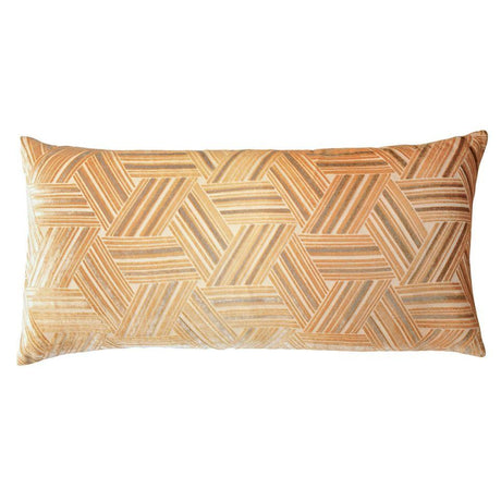 Gold Beige Entwined Velvet Boudoir Pillow by Kevin O'Brien Studio | Fig Linens