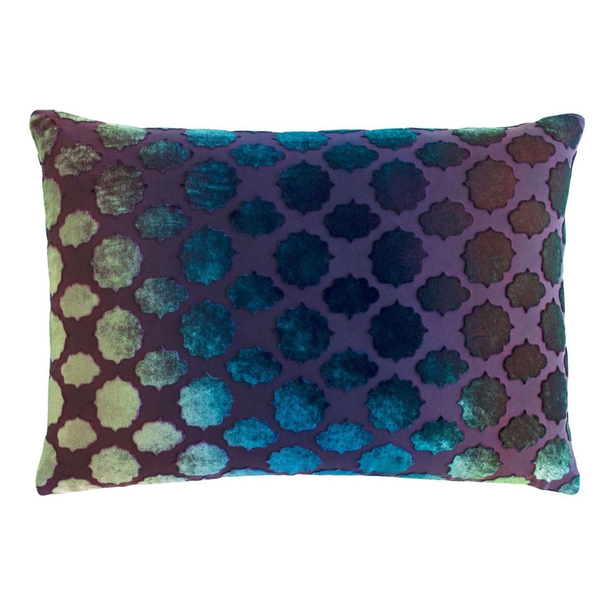 Peacock Mod Fretwork Velvet Pillows by Kevin O’Brien Studio - Fig Linens