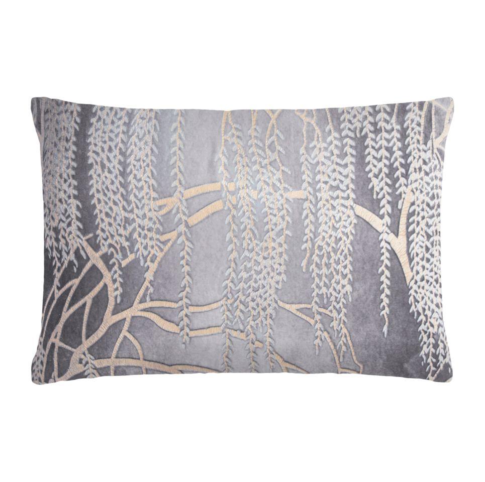 Fig Linens - Kevin O'Brien Studio - Metallic Willow Silver Gray Velvet Pillows