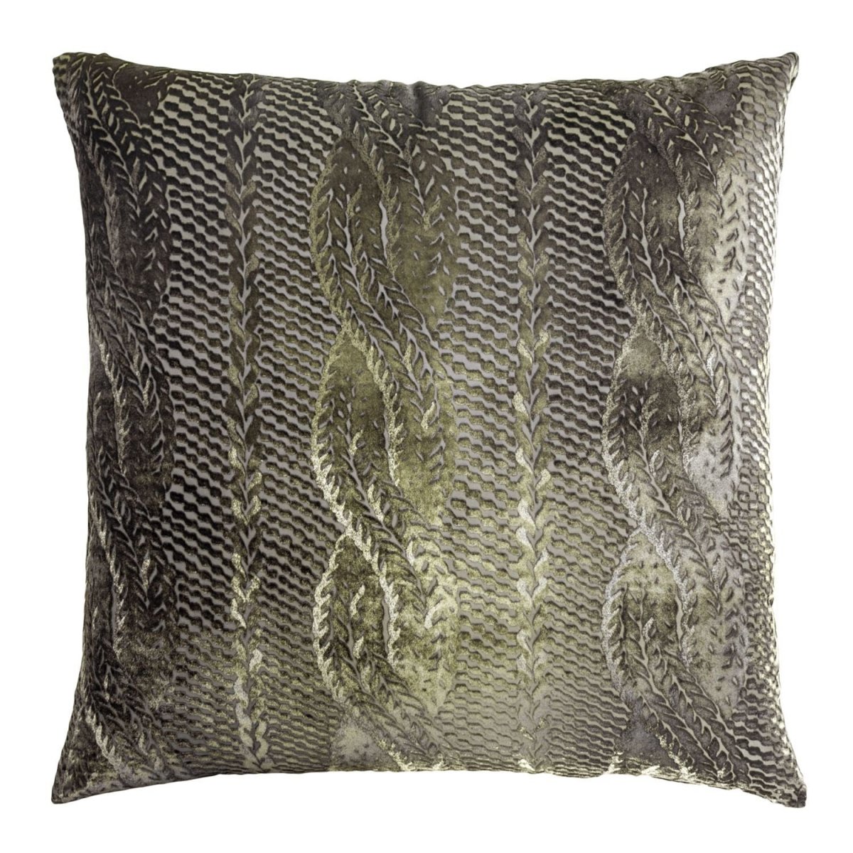 Fig Linens - Oregano Cable Knit Decorative Pillow by Kevin O'Brien Studio