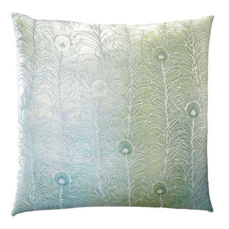 Fig Linens - Ice Peacock Feather Decorative Pillow by Kevin O'Brien Studio