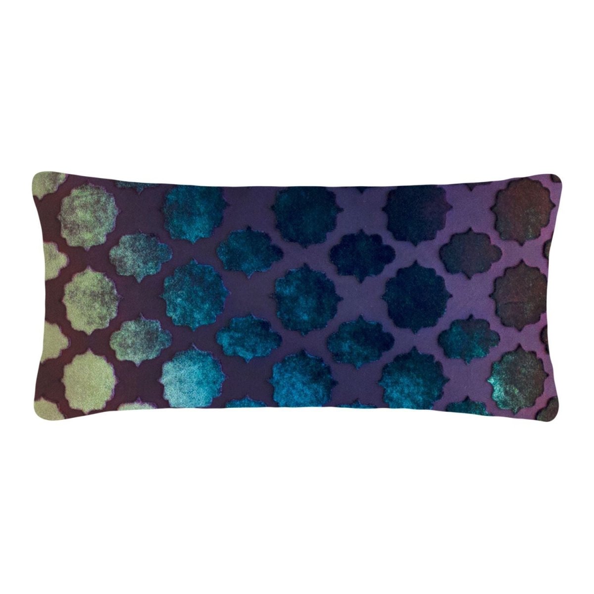 Peacock Mod Fretwork Velvet Boudoir Pillows by Kevin O’Brien Studio - Fig Linens