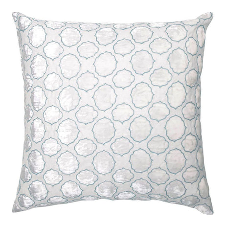 Fig Linens - Robin's Egg Tile Velvet Appliqué Pillow by Kevin O'Brien Studio