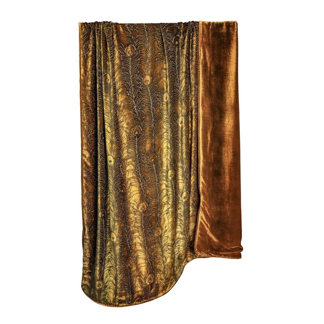 Copper Ivy Peacock Feather Velvet Throw by Kevin O'Brien Studio 