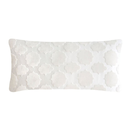 Fig Linens - Mod Fretwork White Velvet Boudoir Pillows by Kevin O’Brien Studio