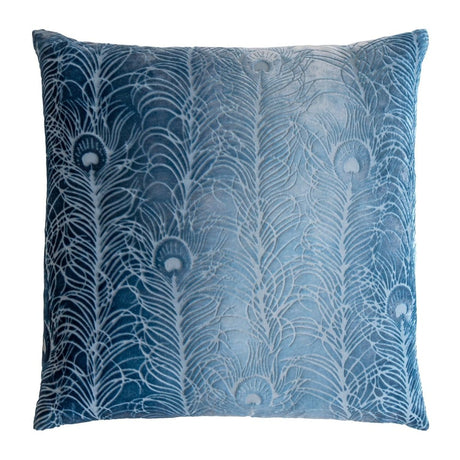 Fig Linens - Denim Peacock Feather Decorative Pillow by Kevin O'Brien Studio