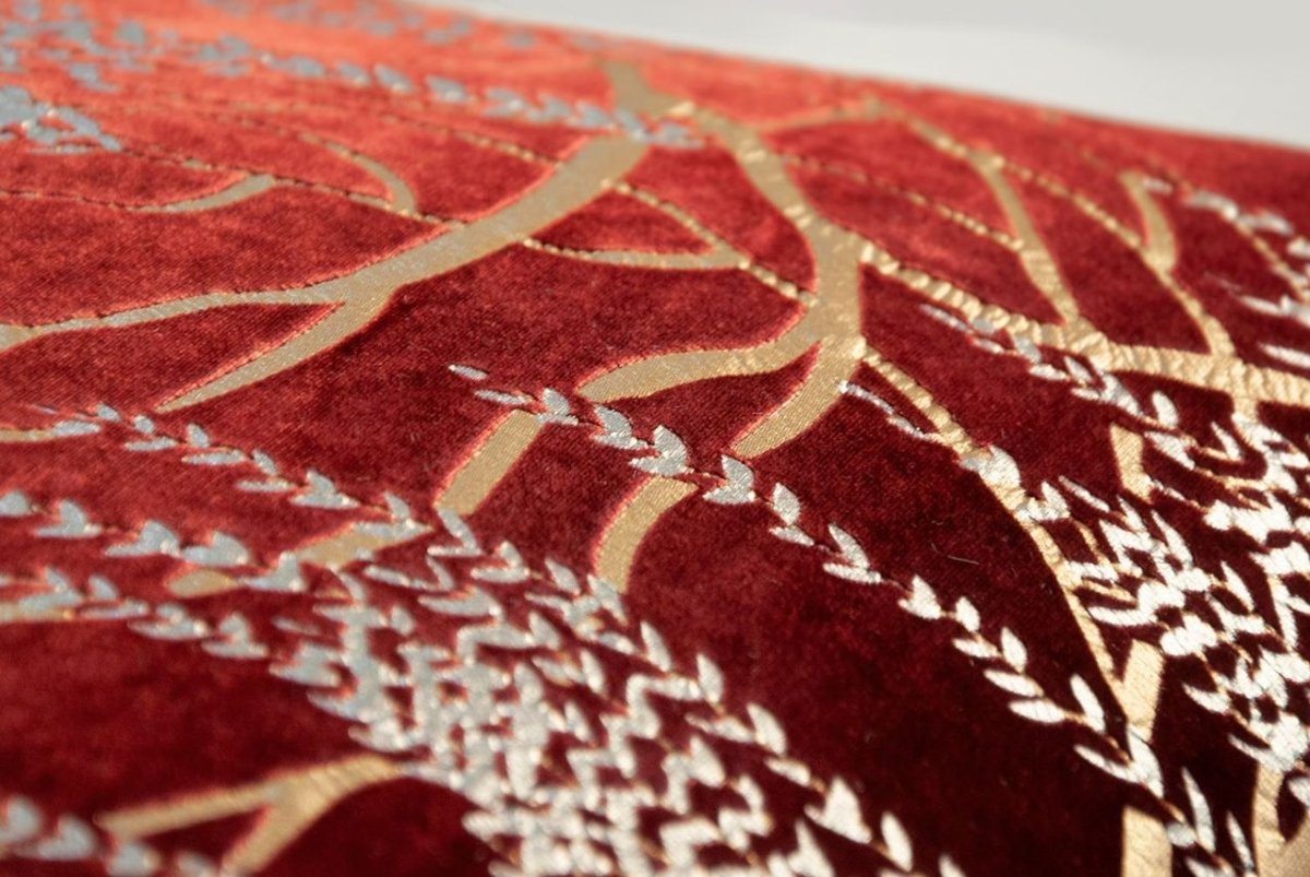 Fig Linens - Paprika Willow Metallic Velvet Pillow by Kevin O'Brien Studio - Details