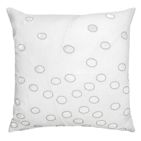 Fig Linens - Kevin O'Brien Studio Ovals White & Grey Velvet Appliqué Pillows 