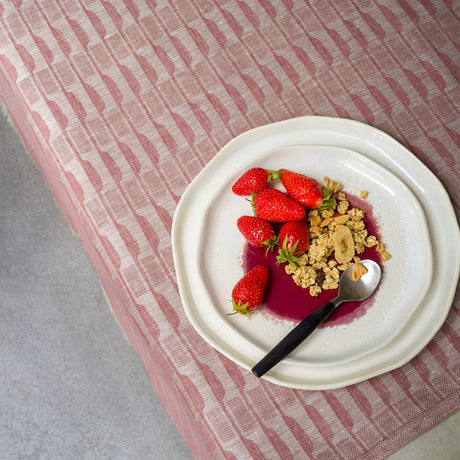 Casual Pink Nomad Tablecloth with Fringe by Le Jacquard Français | Fig Linens