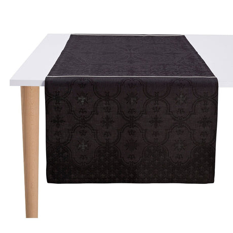 Fig Linens - Armoiries Black Linen Table Runner by Le Jacquard Français