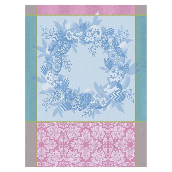 Couronne de Pâques Blue Tea Towels by Le Jacquard Français | Fig Linens