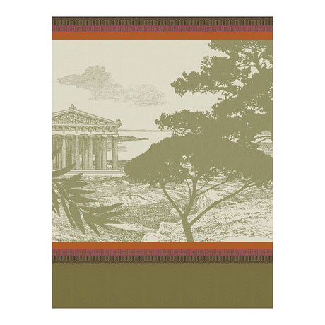 Voyage en Grece Green Tea Towels by Le Jacquard Français | Fig Linens