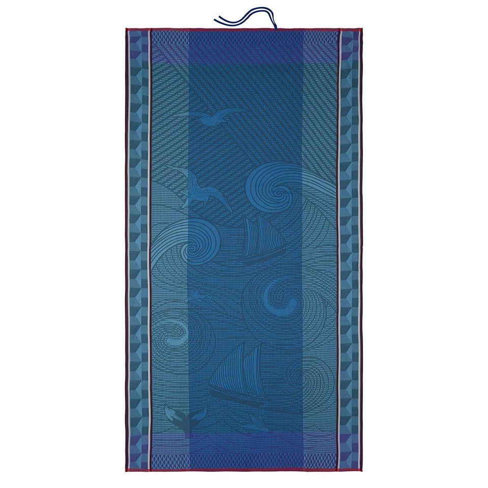 Fig Linens - Baignade à Socoa Blue Beach Towel by Le Jacquard Français