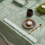 Fig Linens - Nature Sauvage Green Table Linens by Le Jacquard Français - Closeup