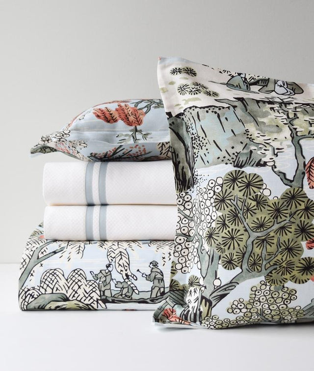 Asian Scenic Bedding by Legacy Home | Thibaut Fabrics Dynasty Collection - Fig Linens and Home
