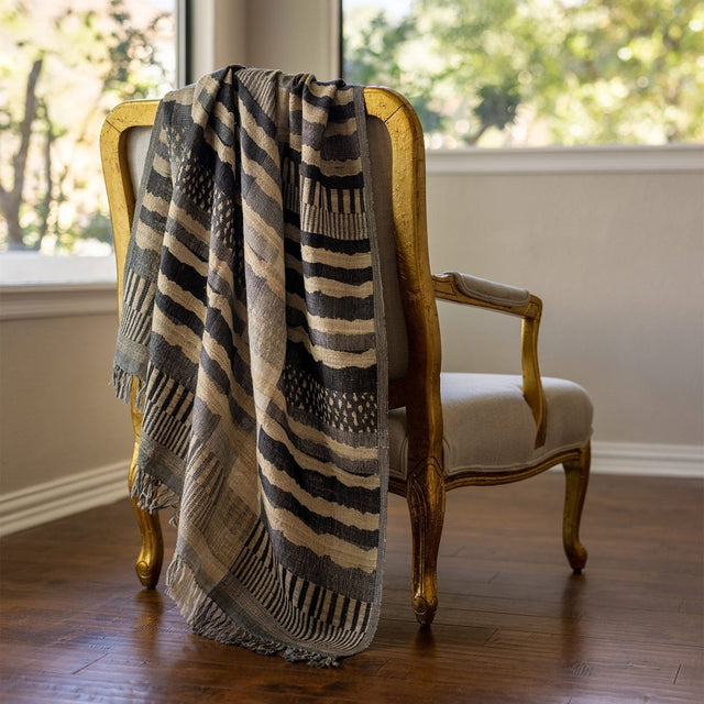 Santa Barbara Natural & Black Throw by Lili Alessandra | Fig Linens