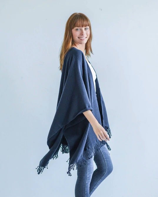 Side - Classic Navy Travel Wrap by Mer Sea | Fig Linens