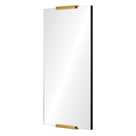 Fig Linens - Rectangular Wall Mirror with Burnished Brass Details - Side