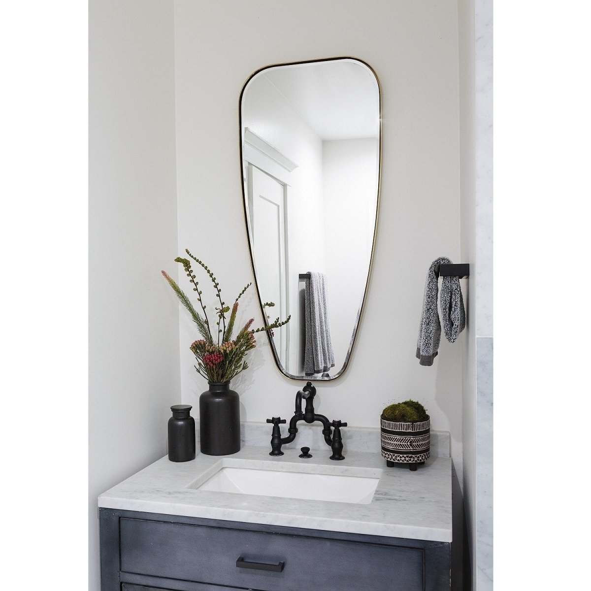 Fig Linens - Mirror Image Home - Burnished Brass Tapered Wall Mirror - Lifestyle