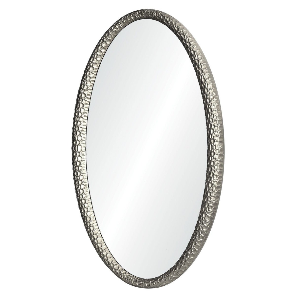 Mirror Image Home - Martele Silver Oval Mirror by Jamie Drake | Fig Linens - Side