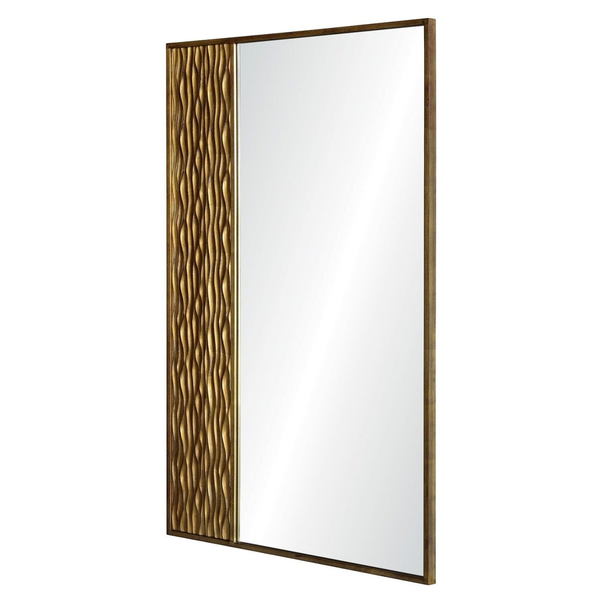 Fig Linens - Mirror Image Home - Planed Walnut & Gold Wall Mirror by Jamie Drake - Side