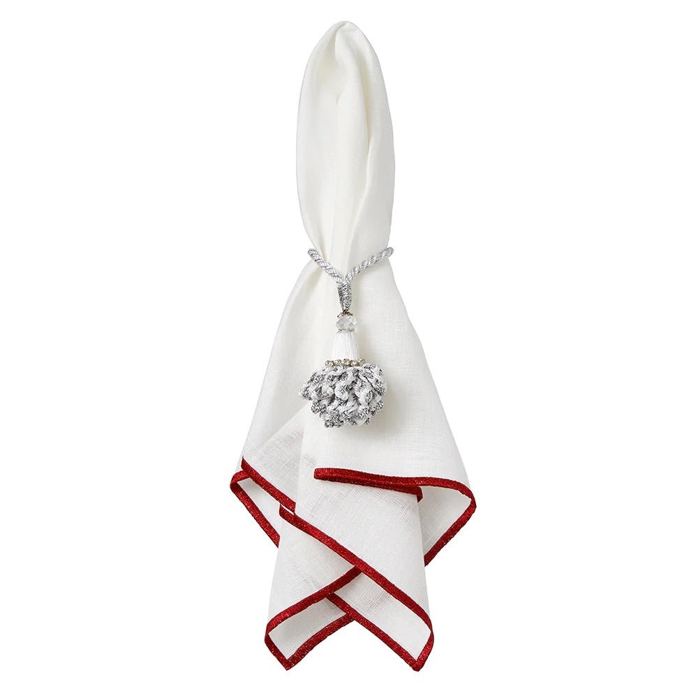 Metallic Red Bel Air Dinner Napkins by Mode Living | Fig Linens